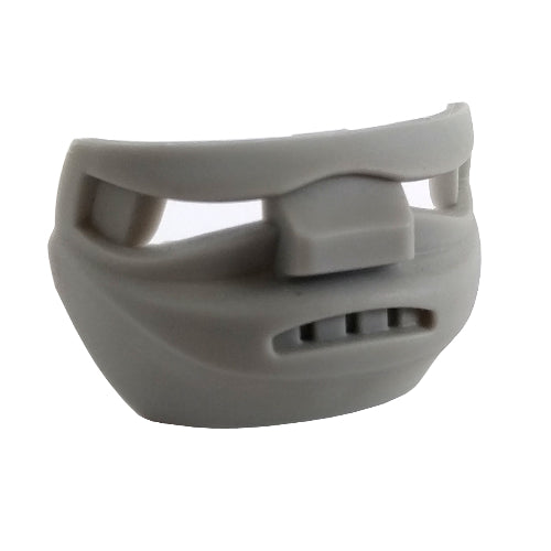 Grey LEGO Sports Hockey Mask 45535c with molded teeth and scowling expression.