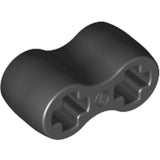 Dark grey LEGO Technic flexible double axle connector, S-shaped, with two hexagonal axle holes.