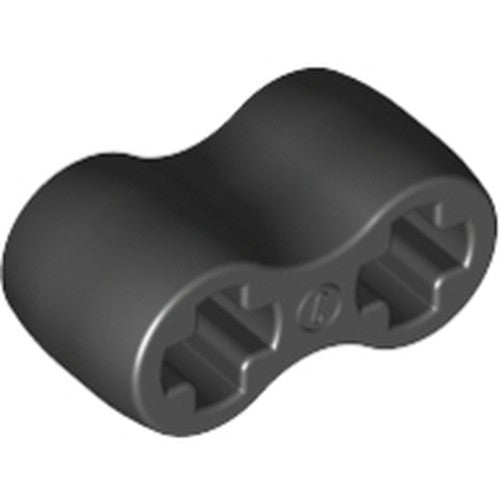 Dark grey LEGO Technic flexible double axle connector, S-shaped, with two hexagonal axle holes.