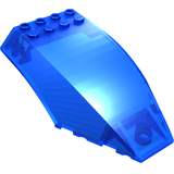 Transparent blue LEGO Windscreen 10 x 6 x 2 Curved with 8 studs on top.