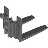 Dark gray LEGO 45707b forklift wide forks reinforced with rubber belt holder, angled view.