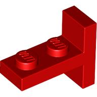 Red LEGO 4585 Bracket 1 x 2 - 2 x 1 Centered piece.