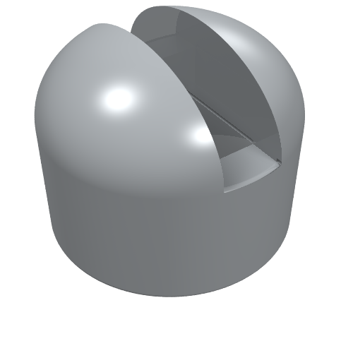 A single medium gray LEGO 4592 Antenna Small Base, cylindrical with a rounded top and a U-shaped slot.