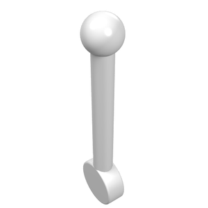 White LEGO 4593 Antenna Small Lever, featuring a thin rod, a spherical top, and a flat oval base.