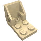 Tan LEGO 4598 Bracket 3x2 - 2x2 Inverted, with studs on the base and a Technic pinhole on the side.