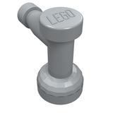 A single light gray LEGO Tap 1 x 1 with Hole in Nozzle End piece, with the LEGO logo visible on the top stud.