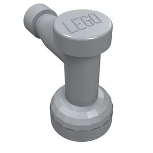 A single light gray LEGO Tap 1 x 1 with Hole in Nozzle End piece, with the LEGO logo visible on the top stud.