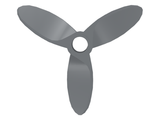 Grey LEGO 4617 propeller with three curved blades and a central hole, 5.5 diameter.