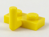 A single yellow LEGO 1x2 modified plate featuring an L-shaped bar arm extending upwards.