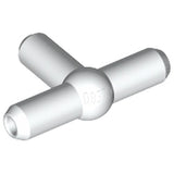 White LEGO 4697b pneumatic T piece, also known as a T bar with a central ball joint and three cylindrical arms.