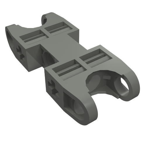 Gray LEGO Technic Axle and Pin Connector 2 x 5 with 2 Ball Joint Sockets, Open Sides, part 47296.