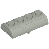 Light grey LEGO treasure chest lid, curved, with four studs on top and a thin hinge plate underneath.
