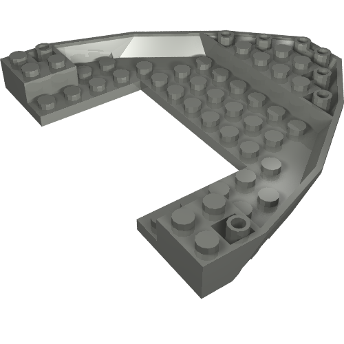 Grey LEGO 47404 Boat, Bow Brick 10 x 12 x 1 Open part, with studs on top surface and a U-shaped open interior.