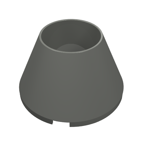 Dark gray LEGO 4742 cone 4x4x2, hollow with no studs. A single plastic building brick.