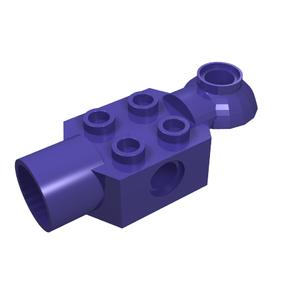 Dark purple LEGO Technic Brick Modified 2 x 2 with Pin Hole, Rotation Joint Ball Half Horizontal, and Rotation Joint Socket