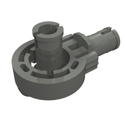 Gray LEGO Technic Rotation Joint Ball Loop (47455) with 2 perpendicular pins with friction.
