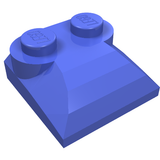 Blue LEGO Slope, Curved 2 x 2 x 2/3 brick with 2 studs and curved sides, part number 47457.