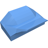 A single light blue LEGO Slope, Curved 1 x 2 x 2/3 Wing End piece, shown from an angled perspective.