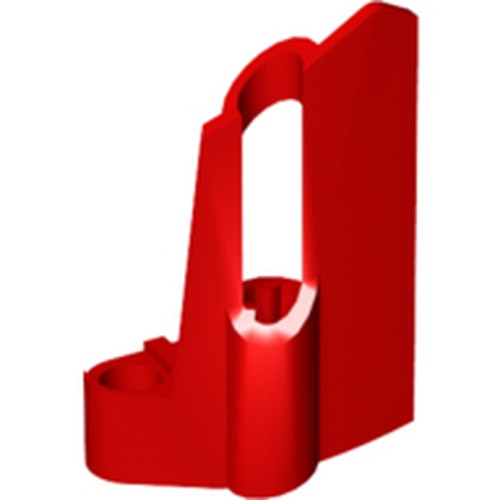 Red LEGO Technic Panel Fairing #47712, a small short piece with a hole and curved side B cutout.