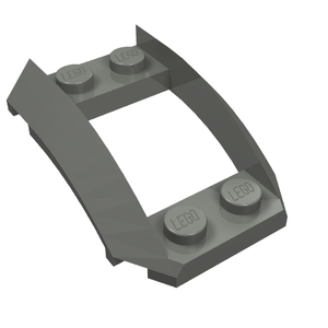 Dark grey LEGO 47755 wedge brick, 4x3 open with cutout and 4 studs on two separate plates.