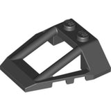 Black LEGO 47758 Windscreen 4x4x1 Roll Cage part with two studs.