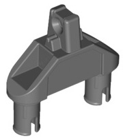 Dark gray LEGO 47973 Hinge 1 x 3 with Two Pins, Locking 1 Finger - Round Pin Holes, angled view.