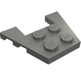 Grey LEGO 48183 Wedge Plate 3x4 with Stud Notches, showing four studs with 'LEGO 0937' text, angled from left to right.