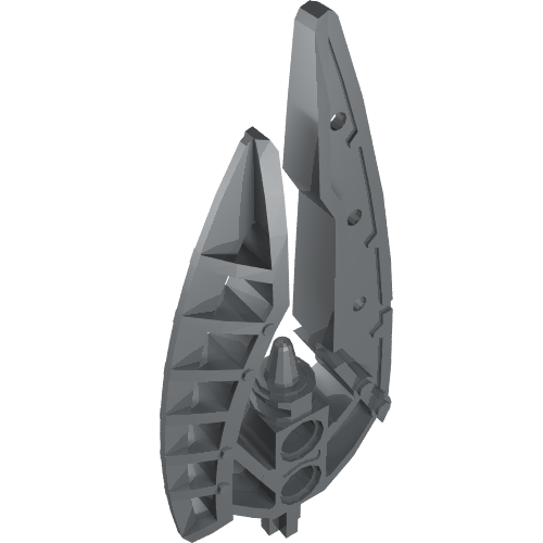 Gray LEGO Bionicle 48253 Chronicler's Staff weapon with two sharp, blade-like sections and a central connector.