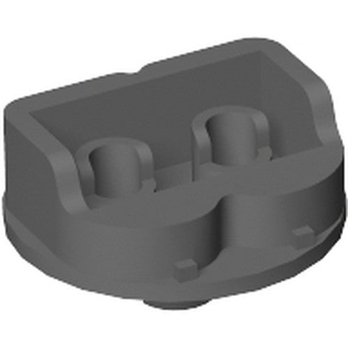 Dark gray LEGO 48291 Sports Minifigure Stand Hockey Shooter, Top, with two stud connections and curved base.