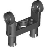 Dark grey LEGO Technic Pin Connector Toggle Joint (48496) with two upper smooth joints and two lower pins.