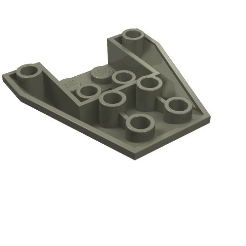 Dark grey LEGO 4855 Wedge 4 x 4 Triple Inverted piece, showing its underside with internal stud connections.