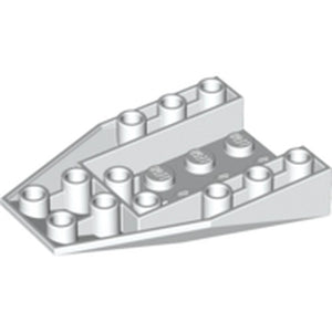 A light gray LEGO 4856b Wedge 6 x 4 Triple Inverted with connections between four studs.