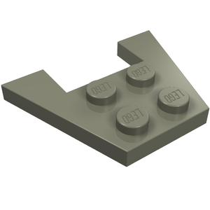 Dark Stone Grey LEGO Wedge, Plate 3 x 4 without Stud Notches (part 4859) showing four studs.