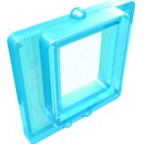 LEGO 4862 transparent light blue window pane, rectangular with a raised frame and three spherical connection points.