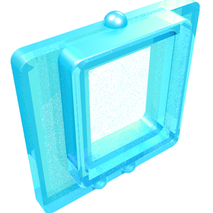 LEGO 4862 transparent light blue window pane, rectangular with a raised frame and three spherical connection points.