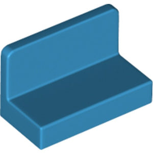 A single blue LEGO Panel 1 x 2 x 1 with rounded corners, viewed from an angled perspective against a white background.