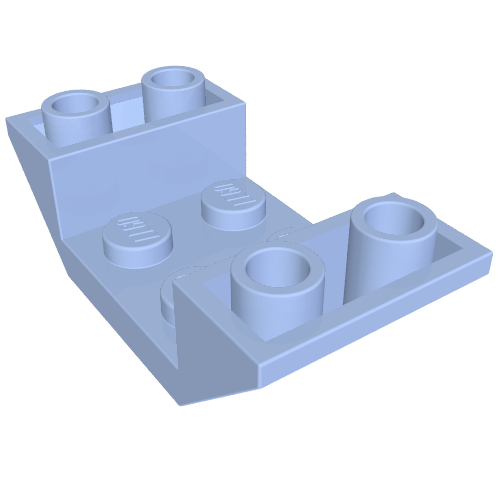 Light blue LEGO 4871 Slope Inverted 45° 4 x 2 Double brick on a white background, viewed from an angle.