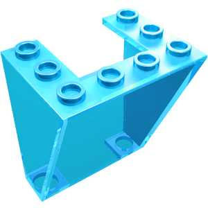 Clear blue transparent LEGO 4872 Windscreen 3 x 4 x 4 Inverted brick with top studs and an angled side.