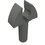 Dark grey LEGO 48729a Bar 1L with Clip Mechanical Claw, featuring rounded edges and a split top.