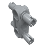 Gray LEGO Technic Pin Connector Perpendicular 3L with 4 Pins, shown at an angle.