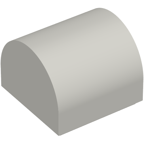 Light gray LEGO Slope, Curved 1 x 1 x 2/3 Double part, viewed from an isometric angle.