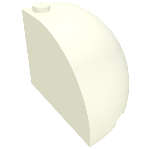 Off-white LEGO 49612 Brick Round Corner 4 x 4 x 2 2/3 Dome Top piece, shown from an angled top-down perspective.