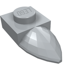 Light grey LEGO Plate, Modified 1 x 1 with Horizontal Tooth, featuring a faceted, pointed design.