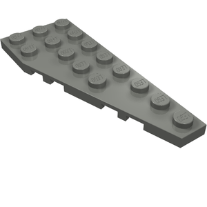Gray LEGO 50304 Wedge, Plate 8 x 3 Pentagonal Right with studs showing LEGO logo, viewed from an angle.