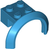 Blue LEGO Vehicle Mudguard part 50745 with a 2x2 stud plate and a wide, round arch.