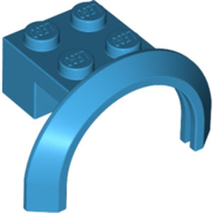 Blue LEGO Vehicle Mudguard part 50745 with a 2x2 stud plate and a wide, round arch.