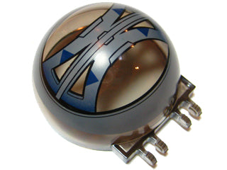 LEGO 50747pb03 Windscreen 6x6x3 half sphere canopy with dual 2 fingers, featuring SW Droid Tri-Fighter dark blue pattern.