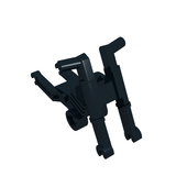 Dark grey LEGO 50859a motorcycle chassis with short fairing mounts and foot pegs on a white background.