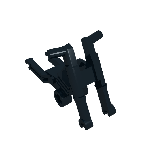 Dark grey LEGO 50859a motorcycle chassis with short fairing mounts and foot pegs on a white background.