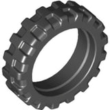 Dark gray LEGO 50861 tire with knobby tread, 21mm diameter x 6mm, for City Motorcycle sets.